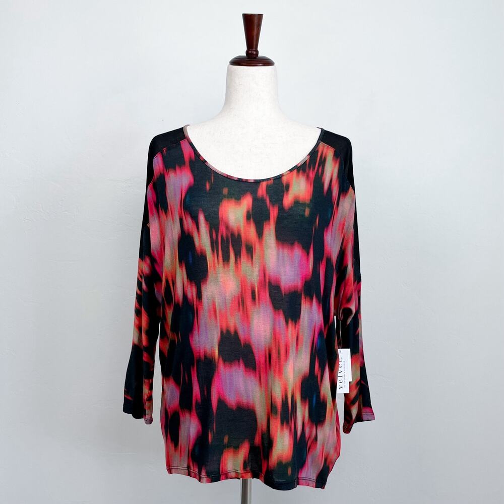 Velvet By Graham & Spencer Semi-Sheer Lightweight Scoop Neck Dolman Top NWT